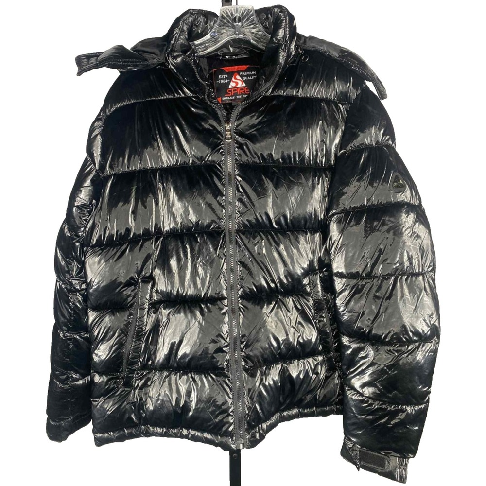 SPIRE WOMEN'S PUFFER COAT size Small shiny insulated winter parka oversized Y2K